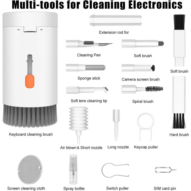 20 in 1 Multifunctional Cleaner Kit for Electronic Devices, Keyboard Cleaning Brush, Headphones Cleaner Kit for AirPods, Multi-Tool for Cleaning Laptop, Earbuds, Camera, Cellphones