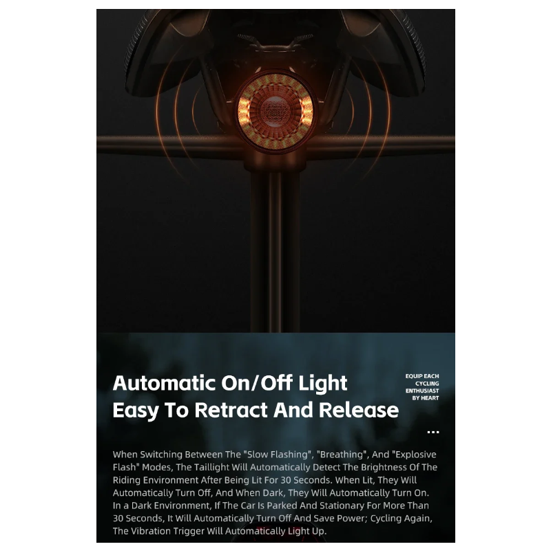 Vielseitiges Fahrrad-Rücklicht, wiederaufladbares intelligentes Bremslicht, kabellose Fernbedienung, Richtungslichter, bunter Blitz