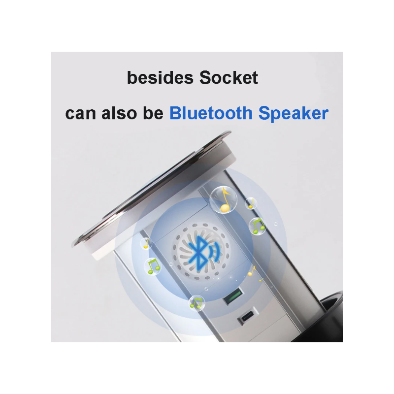 Elektrische Hebesteckdosen, versteckte, motorisierte Pop-up-Versenksteckdose auf dem Tisch mit kabelloser USB-Aufladung, EU-Standard