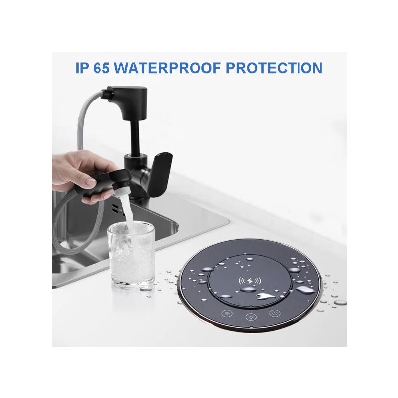 Elektrische Hebesteckdosen, versteckte, motorisierte Pop-up-Versenksteckdose auf dem Tisch mit kabelloser USB-Aufladung, EU-Standard