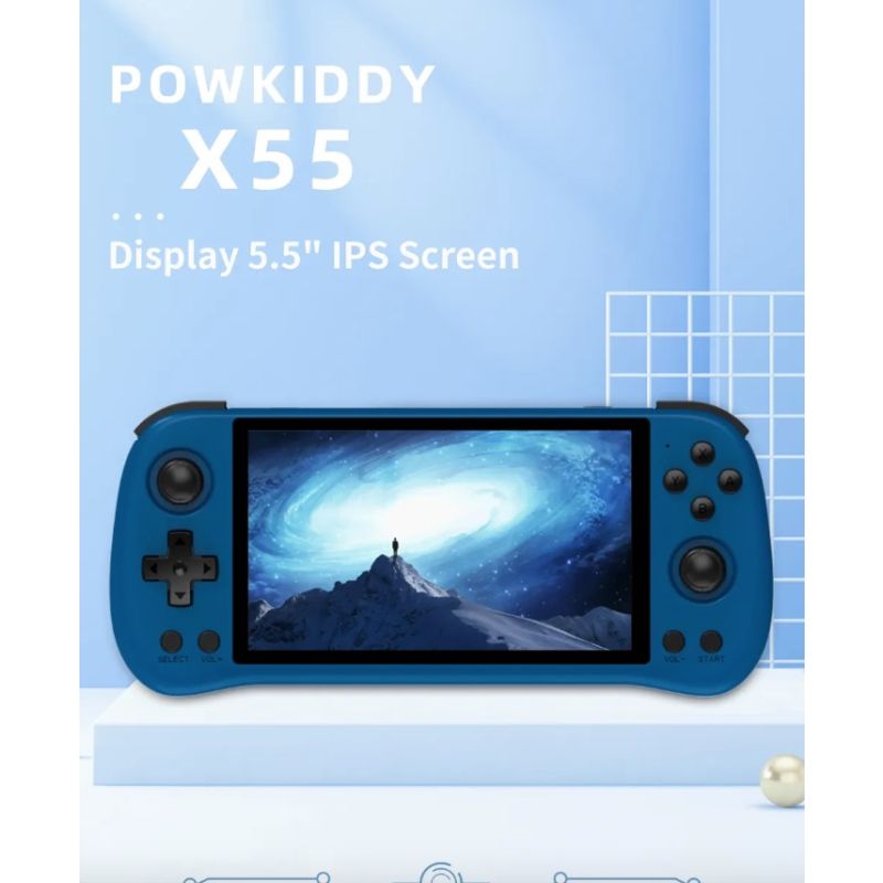 POWKIDDY X55 5,5 ZOLL 1280*720 IPS Bildschirm RK3566 Handheld-Spielekonsole Linux Open-Source-Retro-Konsole