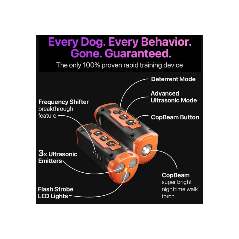 Ultraschall-Hundeabwehrgerät, wiederaufladbares Anti-Bell-Abschreckungsgerät für Hunde mit LED-Taschenlampe