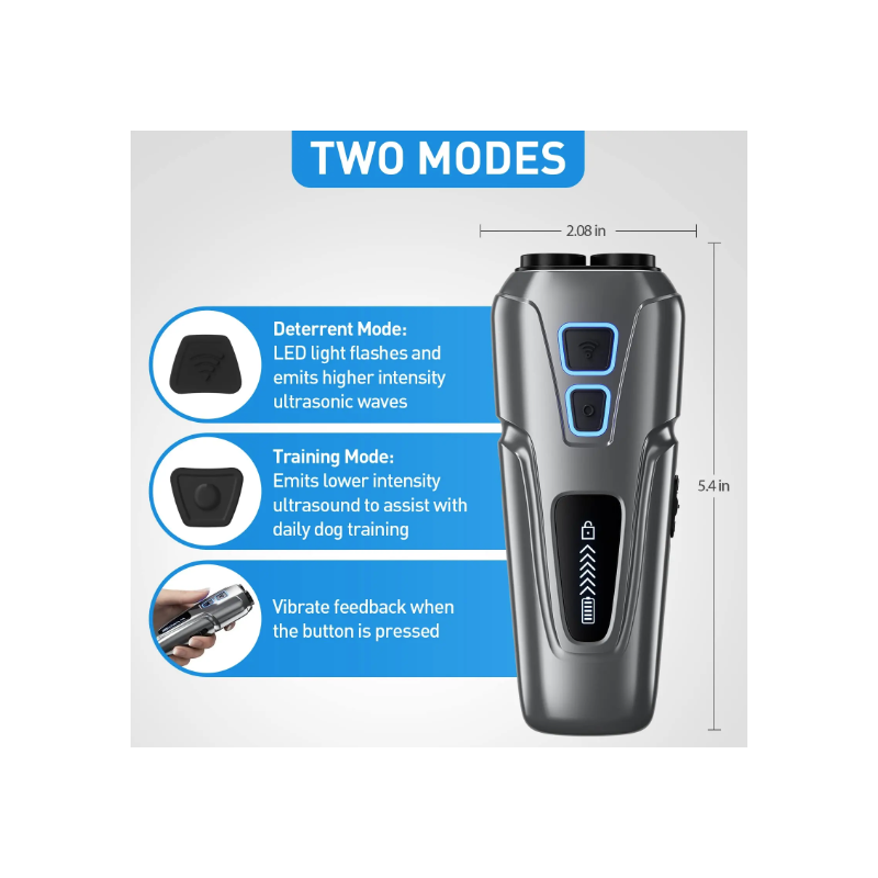 Ultraschall-Hundeabwehrgerät, Anti-Bell-Stopp-Kontrolle, Bell-Training, Hochleistungs-Hundeabwehr mit LED-Taschenlampe