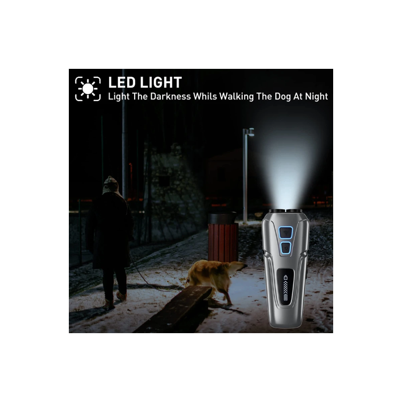 Ultraschall-Hundeabwehrgerät, Anti-Bell-Stopp-Kontrolle, Bell-Training, Hochleistungs-Hundeabwehr mit LED-Taschenlampe