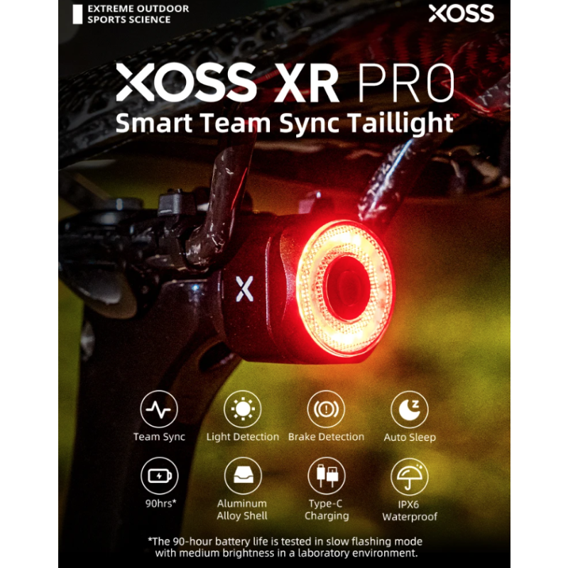 XOSS XR Pro Fahrradrücklicht Smart Auto Brake Sensing Rücklicht LED Aufladen Wasserdichtes Fahrradrücklicht Fahrradzubehör