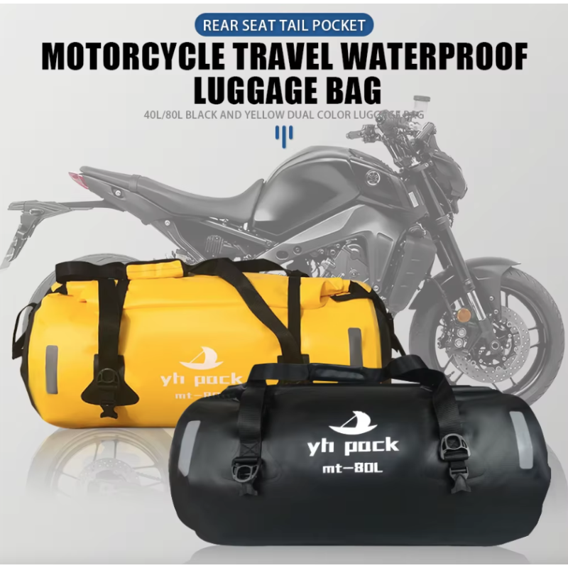 Motorcycle Bag Waterproof MTB Bike Trunk Bag Rear Travel Luggage Carrier Portable Saddle Seat Cycling Acessoriy 40L/80L