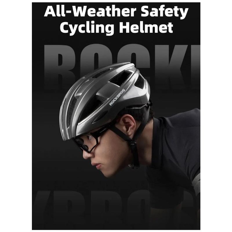 ROCKBROS Fahrradhelm, LED-Rücklicht, wiederaufladbar, intergral geformter Fahrradhelm, MTB, Rennradhelm, Sport, sicherer Hut, Helm