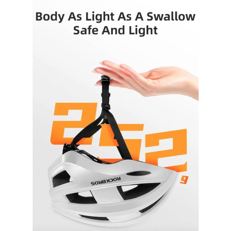 ROCKBROS Fahrradhelm, LED-Rücklicht, wiederaufladbar, intergral geformter Fahrradhelm, MTB, Rennradhelm, Sport, sicherer Hut, Helm