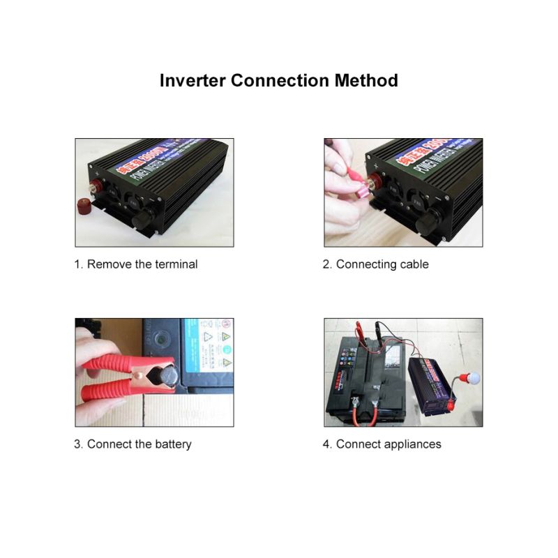 Reiner Sinus-Wechselrichter 2000W 3000W 4000W Leistung Solarauto-Wechselrichter mit LED-Anzeige DC 12V 24V zu AC 220V Spannungswandler