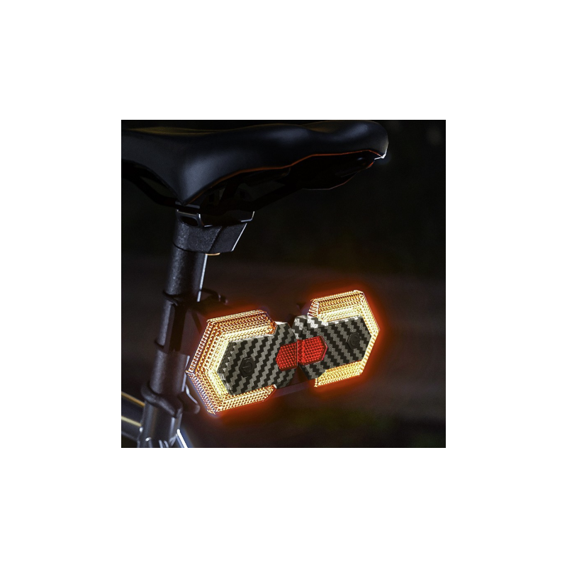 CarryBright carbon fiber 4 Pcs Bike Tail Light with Turn Signals, USB Rechargeable Bike Turn Signals Front and Rear Bright LED Safety Warning, Wireless Remote Control Waterproof Bicycle Turn Signals Light for Ebike