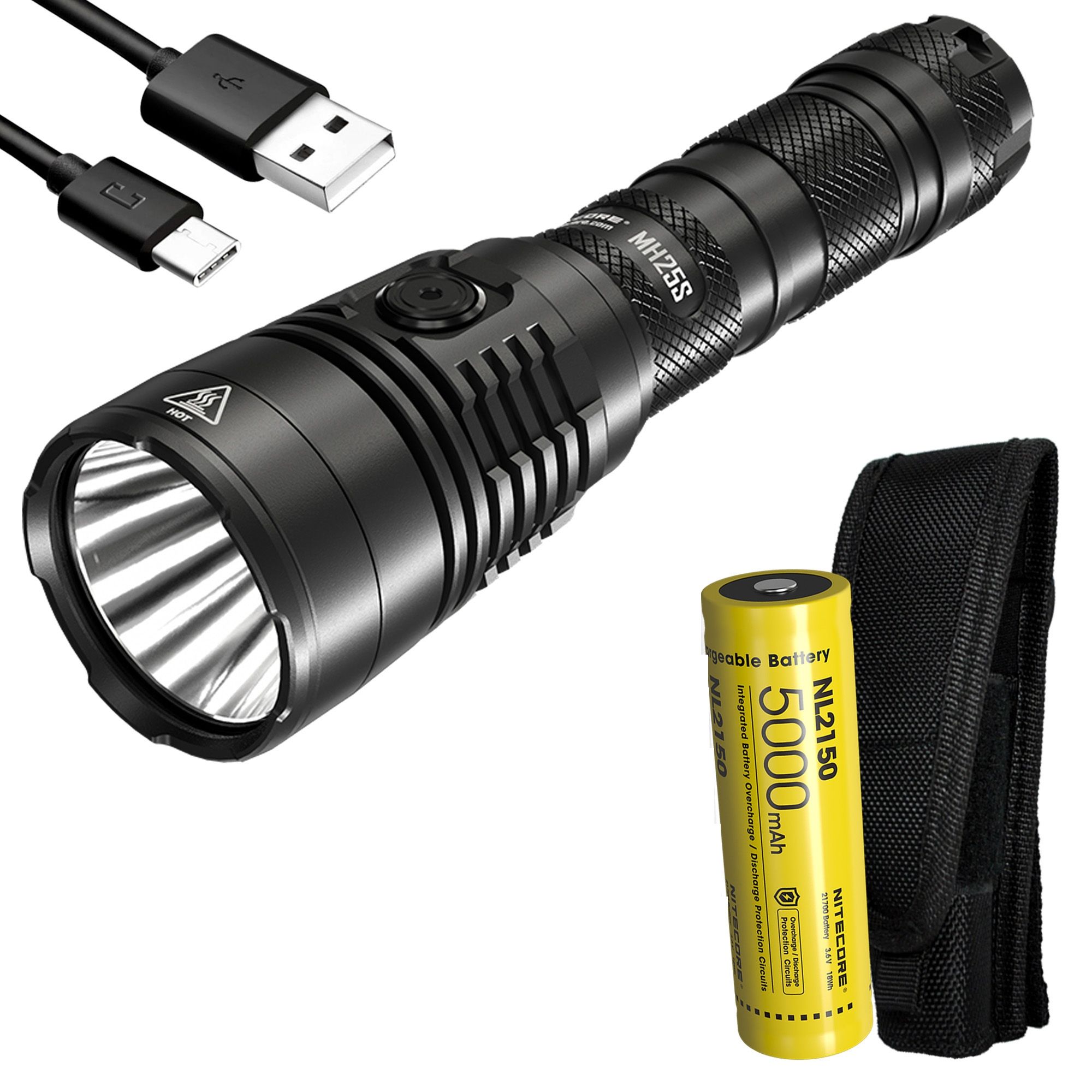 Nitecore MH25S Taschenlampe 1800 Lumen USB-C wiederaufladbare LED hohe Helligkeit für Outdoor-Abenteuer und Reparaturen