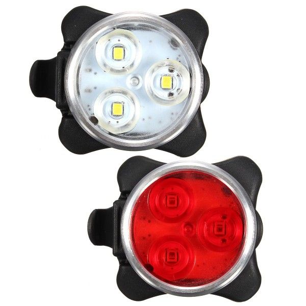 USB-wiederaufladbares Fahrradlicht HJ-030 3 LED 4 Modi wasserdichtes Frontlicht Fahrradsicherheit perfekt für Nachtfahrten