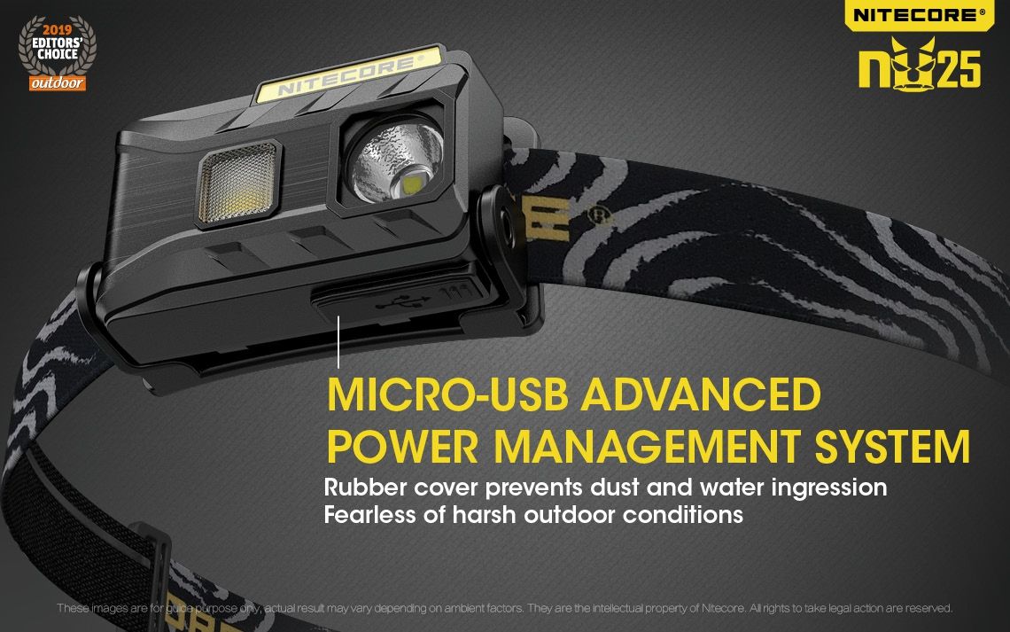 Nitecore NU25 XP-G2 S3 LED wiederaufladbare Stirnlampe 360 Lumen leichtes Adventure-Zubehör für Außenbeleuchtung