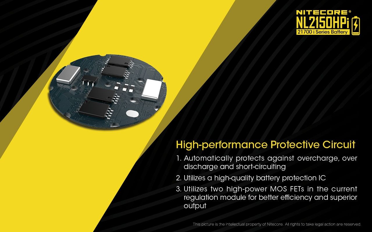 NITECORE NL2150HPi 5000mAh 21700 Li-Ion wiederaufladbarer Akku, Hochleistung für Taschenlampe und Vape