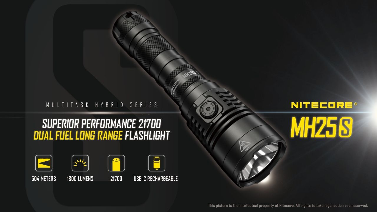 Nitecore MH25S Taschenlampe 1800 Lumen USB-C wiederaufladbare LED hohe Helligkeit für Outdoor-Abenteuer und Reparaturen