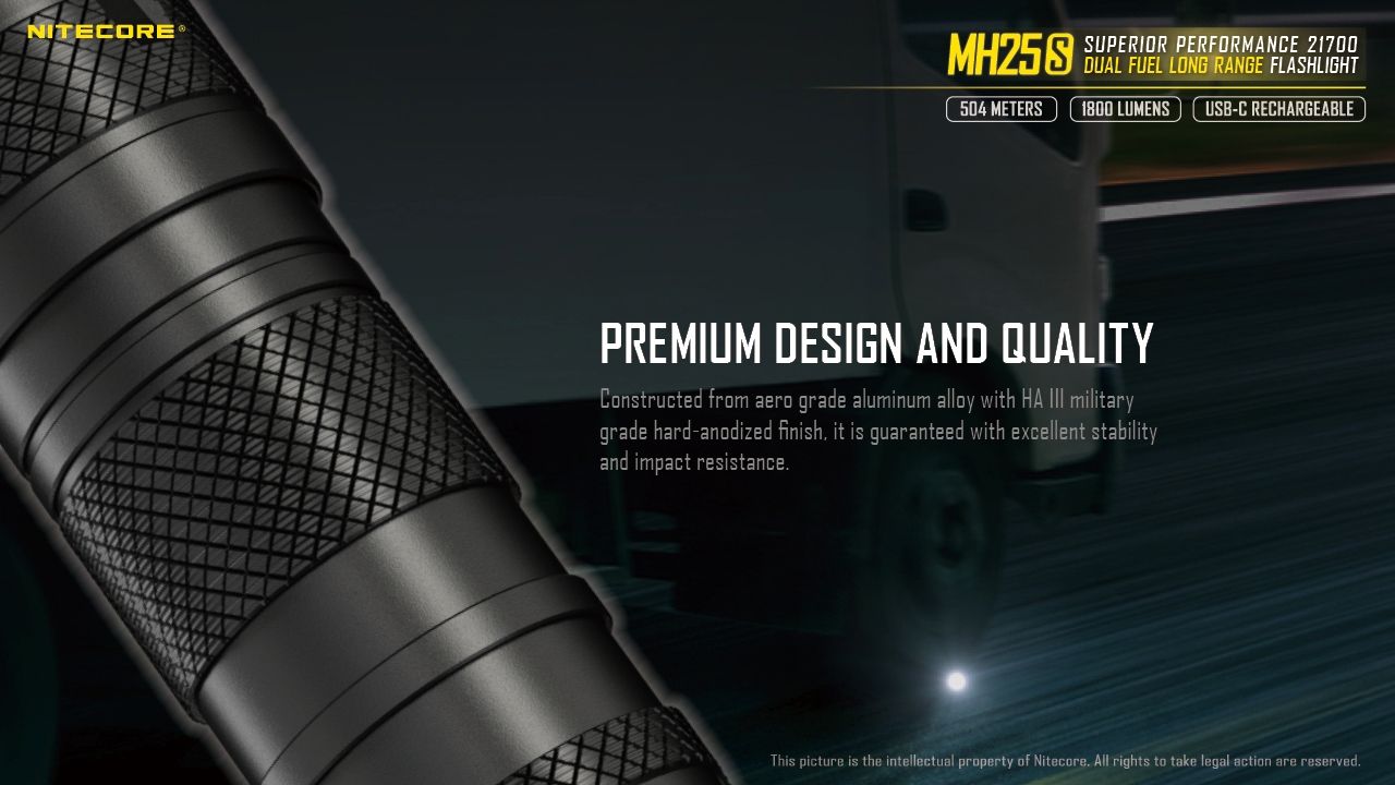 Nitecore MH25S Taschenlampe 1800 Lumen USB-C wiederaufladbare LED hohe Helligkeit für Outdoor-Abenteuer und Reparaturen