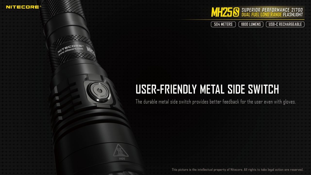 Nitecore MH25S Taschenlampe 1800 Lumen USB-C wiederaufladbare LED hohe Helligkeit für Outdoor-Abenteuer und Reparaturen