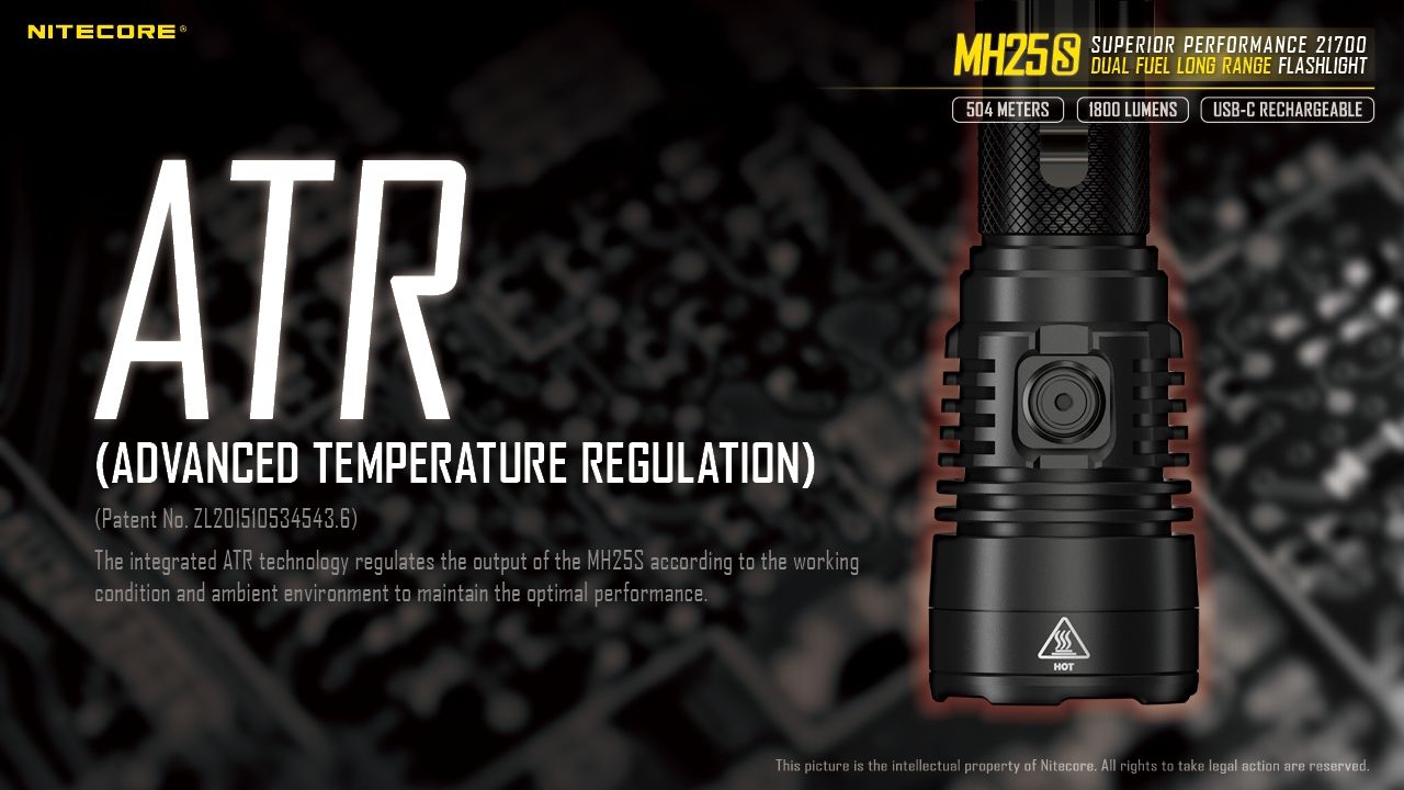 Nitecore MH25S Taschenlampe 1800 Lumen USB-C wiederaufladbare LED hohe Helligkeit für Outdoor-Abenteuer und Reparaturen