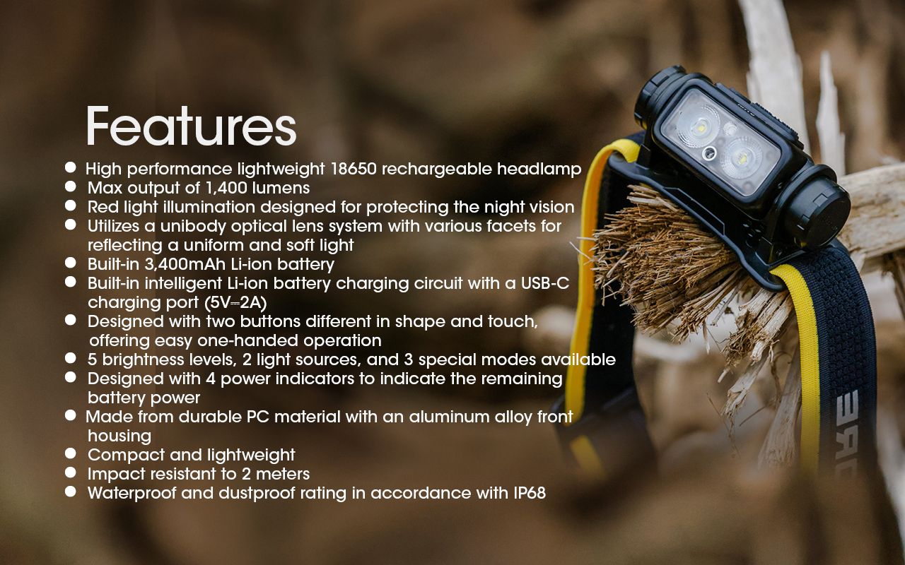 NITECORE NU43 Wiederaufladbarer Stirnlampe 1400 Lumen Rot Weiß Licht Lange Akkulaufzeit Outdoor Camping-Ausrüstung