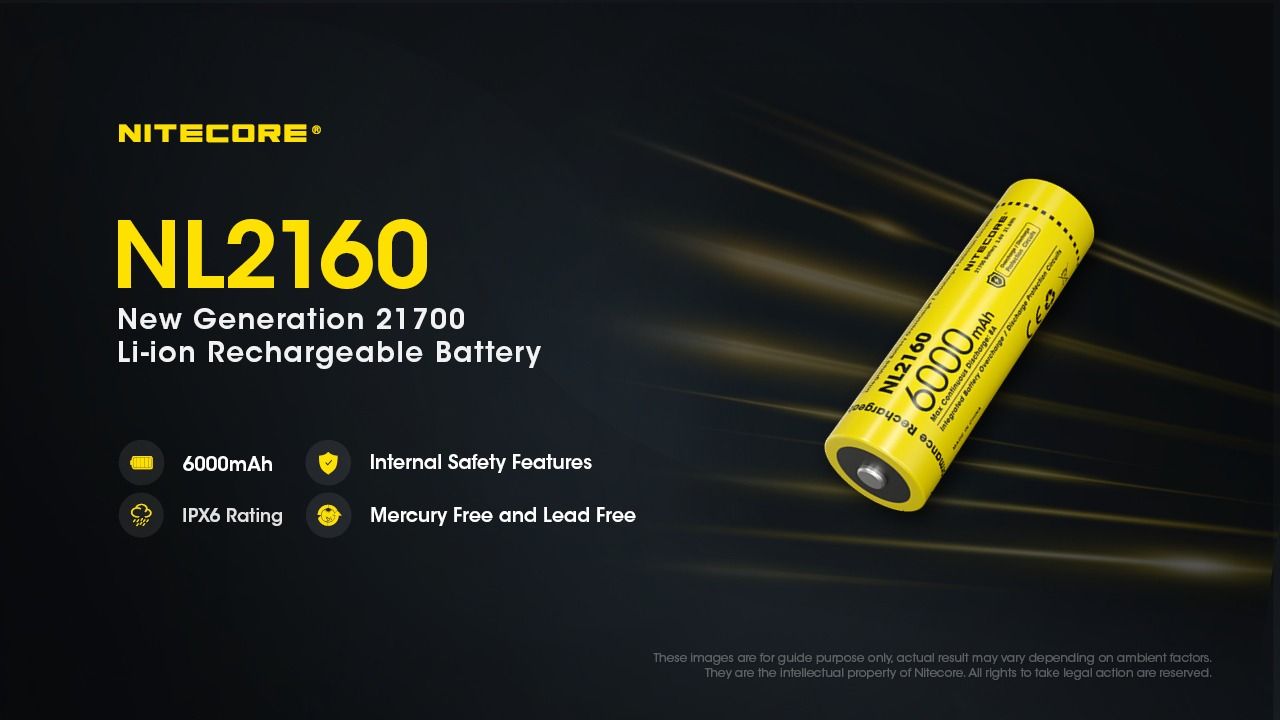 NITECORE NL2160 6000mAh 21700 Li-Ion wiederaufladbarer Akku