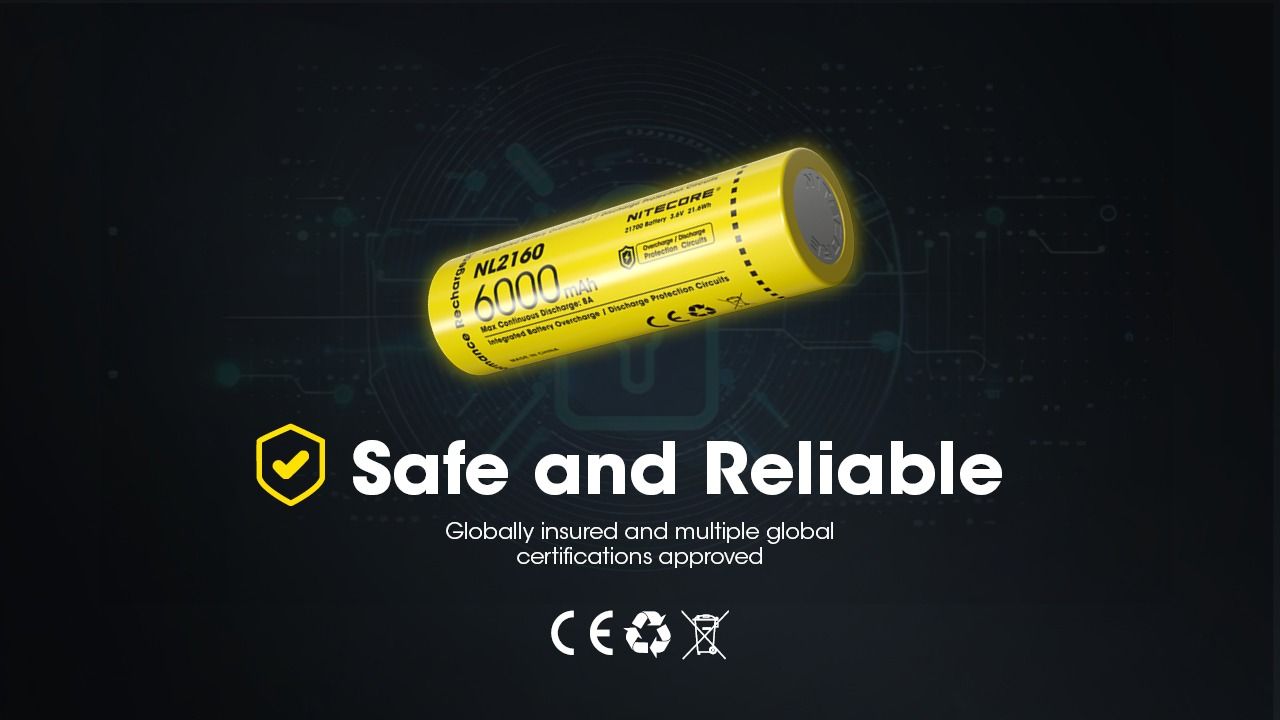 NITECORE NL2160 6000mAh 21700 Li-Ion wiederaufladbarer Akku