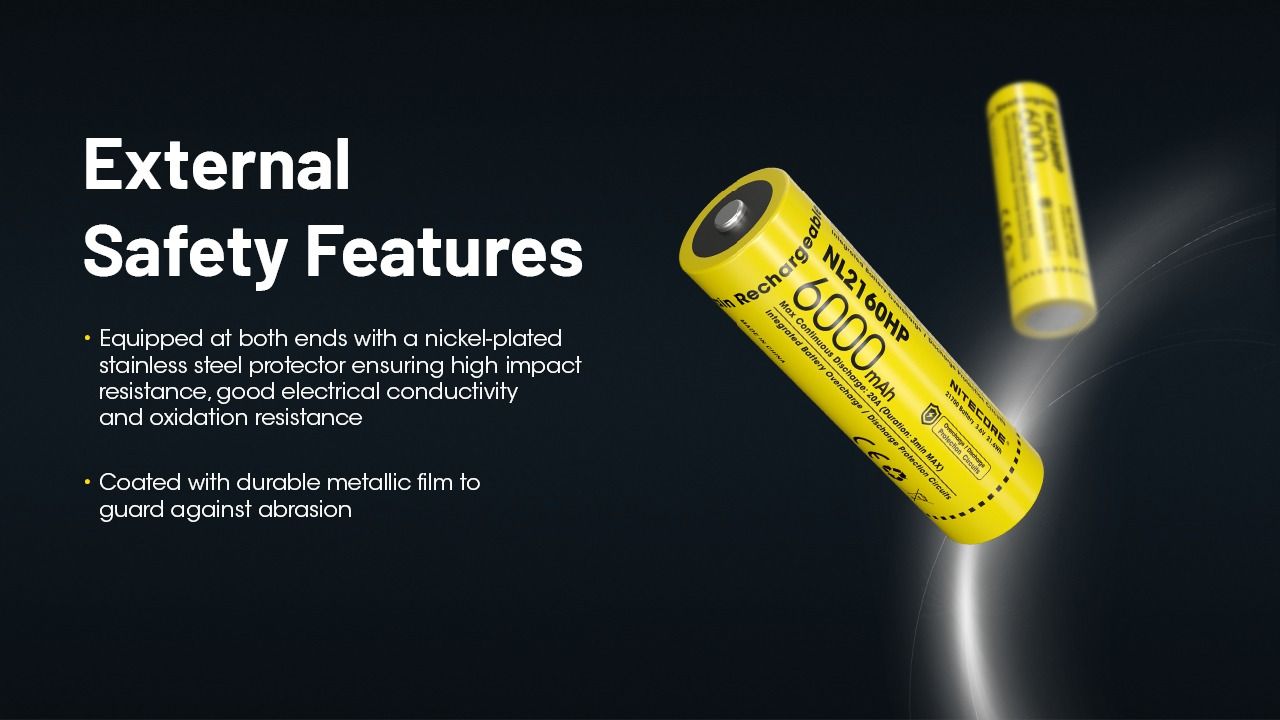 NITECORE NL2160HP 6000mAh 3,6V 21700 USB-C Li-Ion wiederaufladbarer Akku, hohe Kapazität, tragbare Stromquelle