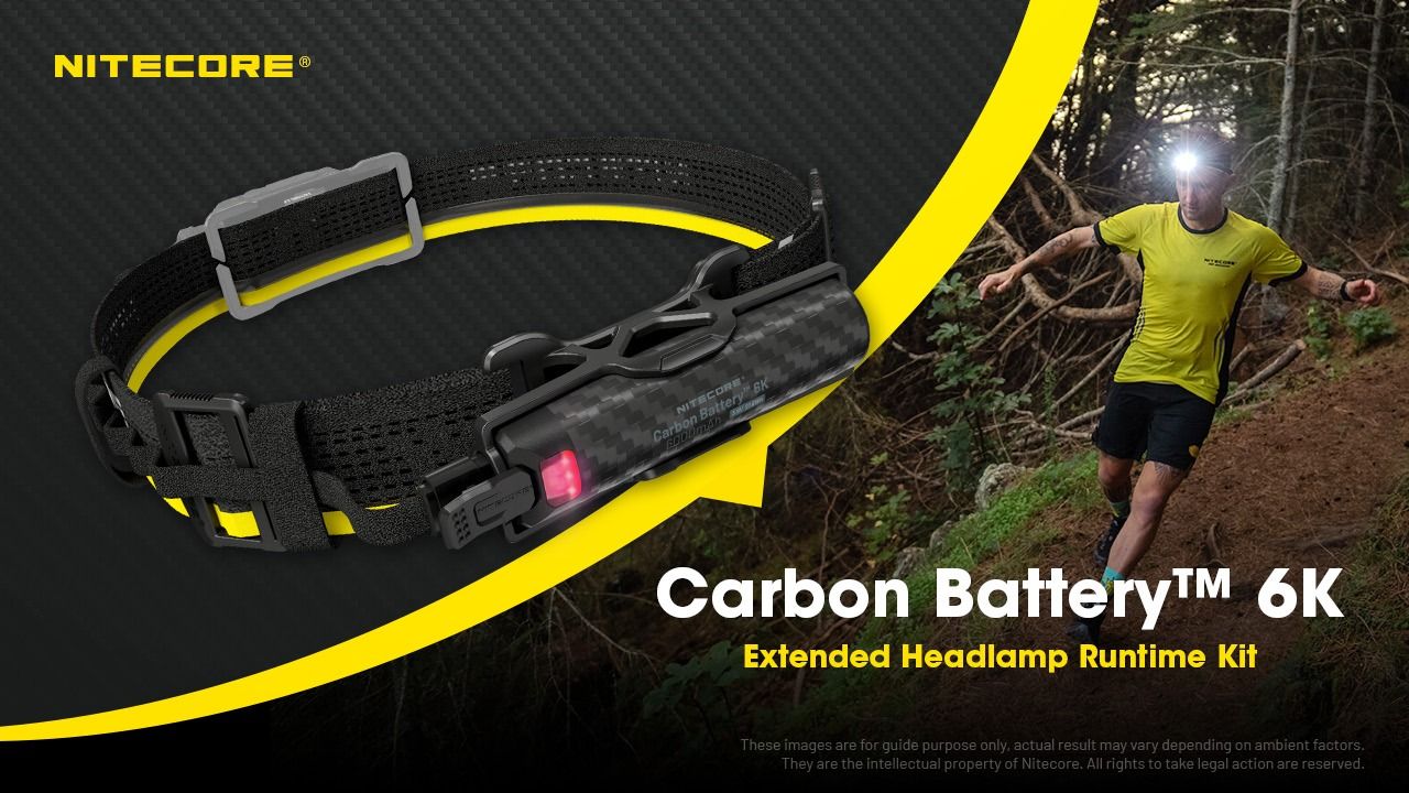 Nitecore Carbon Battery 6K Kit Stirnlampen-Laufzeitverlängerer für NU40, NU43, NU45, NU50 und HC65 UHE Stirnlampen