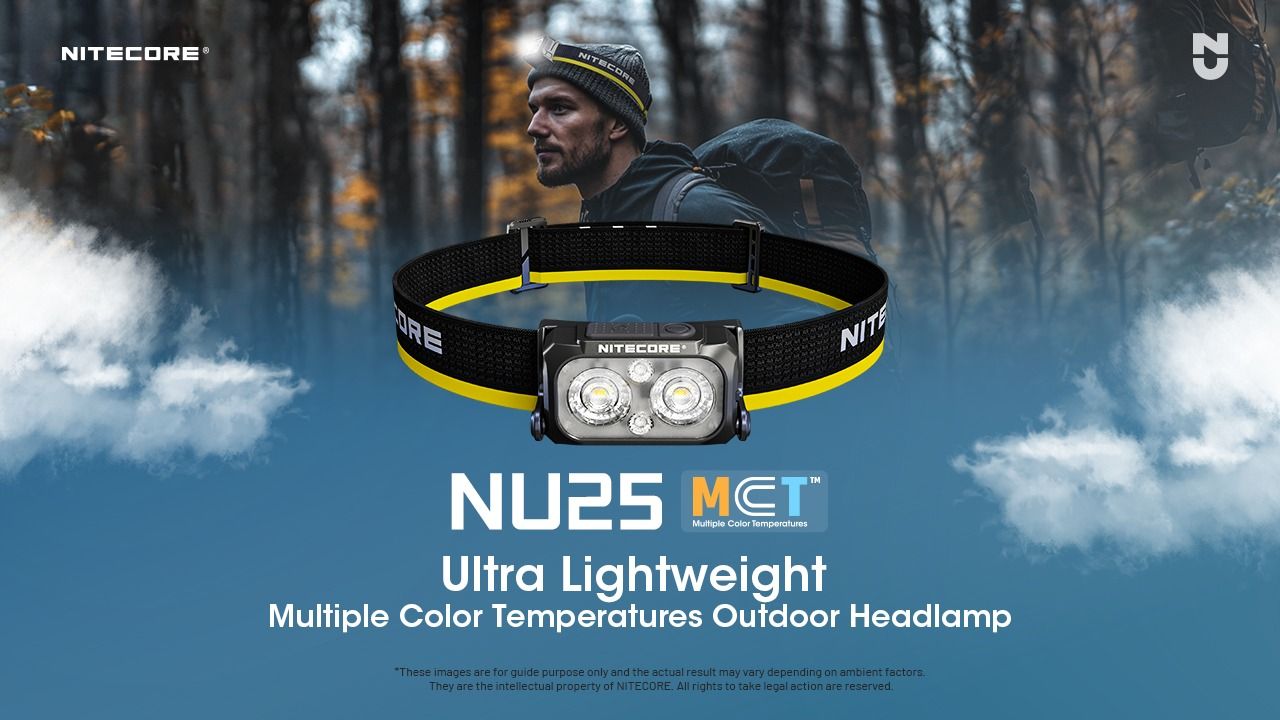 NITECORE NU25 MCT LED-Stirnlampe 400 Lumen USB-C wiederaufladbar leichtes Wanderzubehör für Outdoor-Enthusiasten