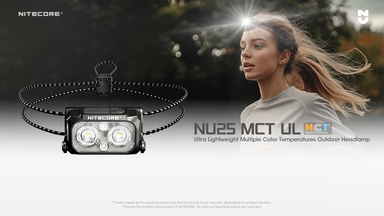 NITECORE NU25 MCT UL 400 Lumen Stirnlampe, leichte USB-C wiederaufladbare Lampe für Wandern, Camping und Notfälle