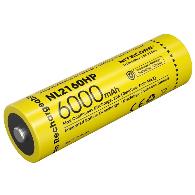 NITECORE NL2160HP 6000mAh 3,6V 21700 USB-C Li-Ion wiederaufladbarer Akku, hohe Kapazität, tragbare Stromquelle