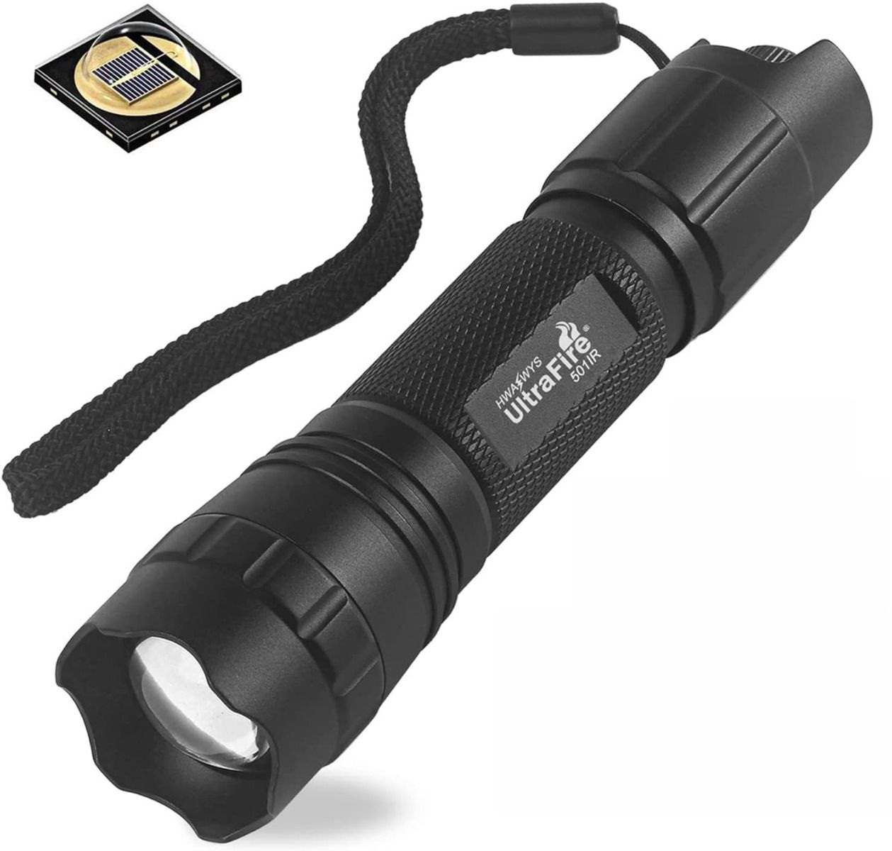 UltraFire 940nm LED-IR-Taschenlampe mit verstellbarem Fokus, stufenlosem Dimmen, Nachtsicht, für Jagd und Wildtiererkundung
