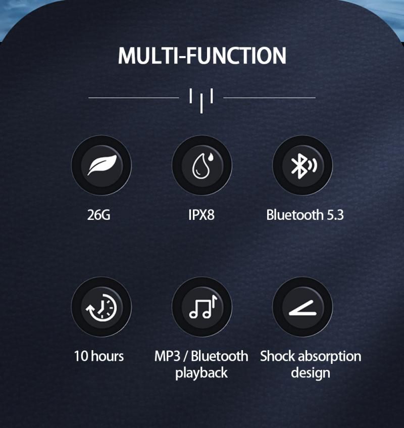 Knochenleitungsschwimmkopfhörer 16GB IP68 wasserdicht kabelloser Musikplayer Sportkopfhörer Schwimmzubehör