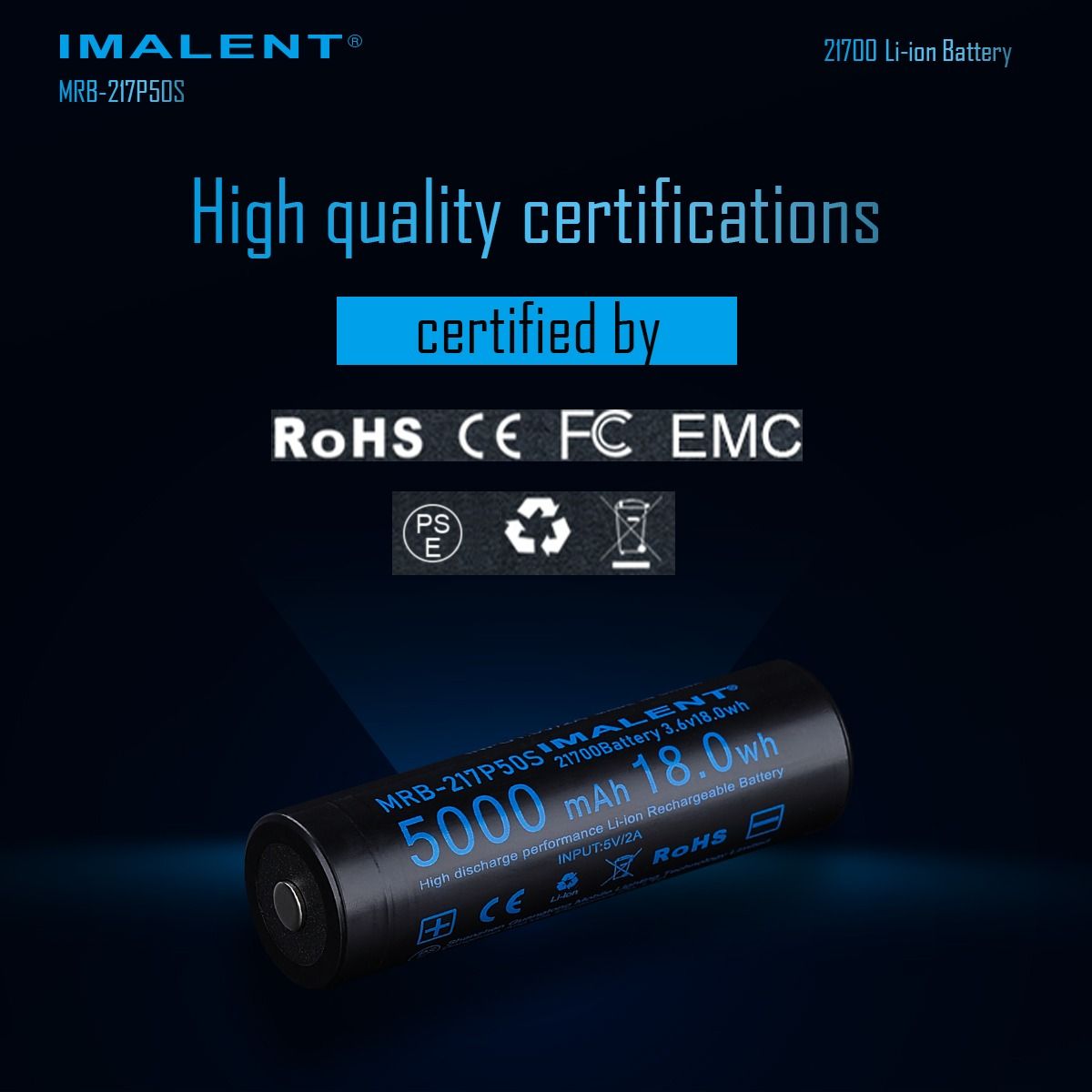 IMALENT MRB-217P50S 21700 5000MAH 3.6V wiederaufladbare Batterie