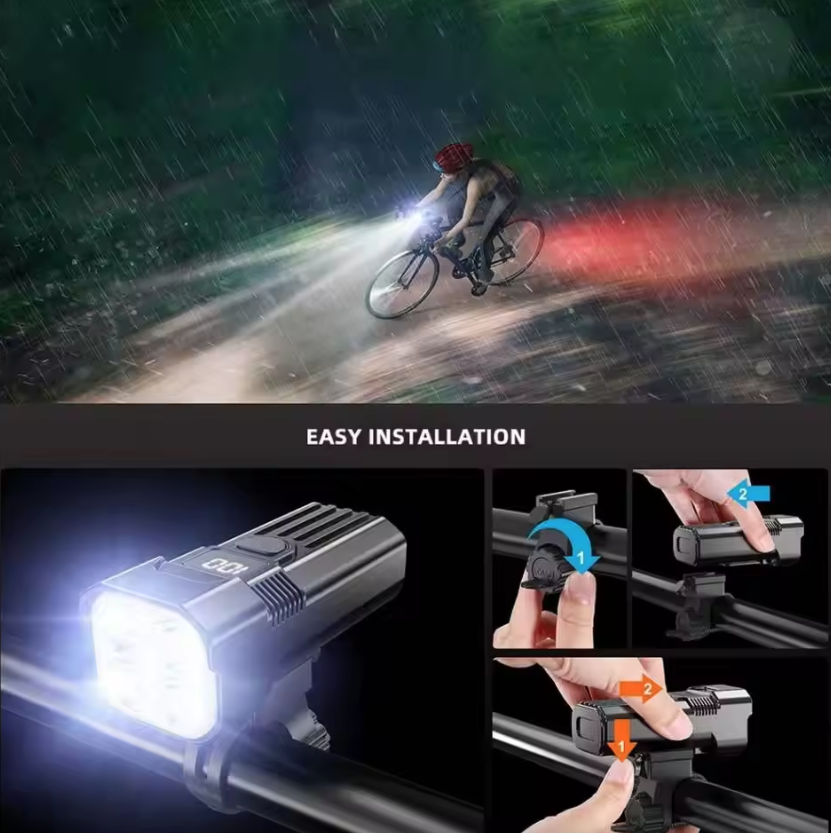 USB-C wiederaufladbare Fahrradlampe Front-LED Fahrrad-Frontlicht MTB Rennrad Kopflicht Einfach zu installieren Fahrradzubehör