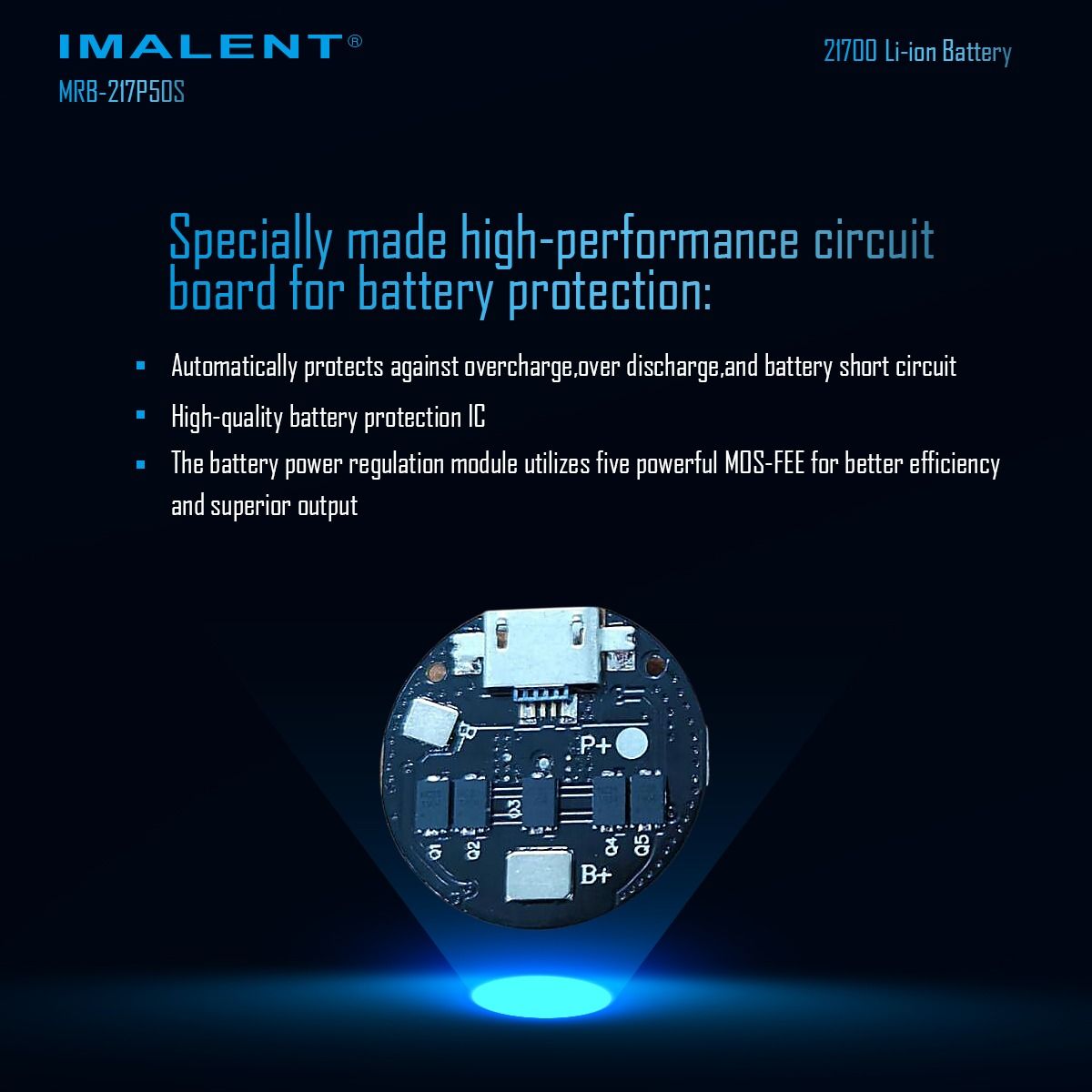 IMALENT MRB-217P50S 21700 5000MAH 3.6V wiederaufladbare Batterie