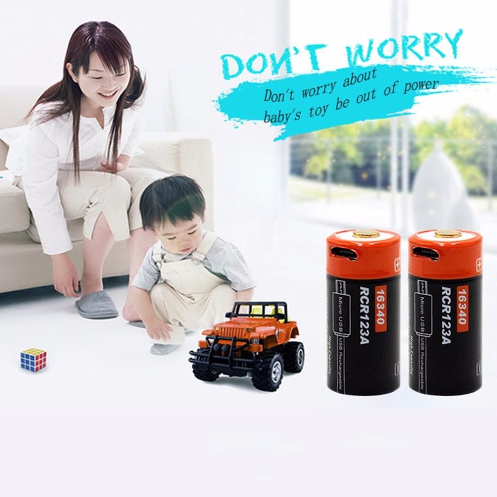 16340 650mAh 3.7V Micro-USB wiederaufladbarer Li-Ionen-Akku, umweltfreundlich und langlebig für Taschenlampen und Ausrüstung