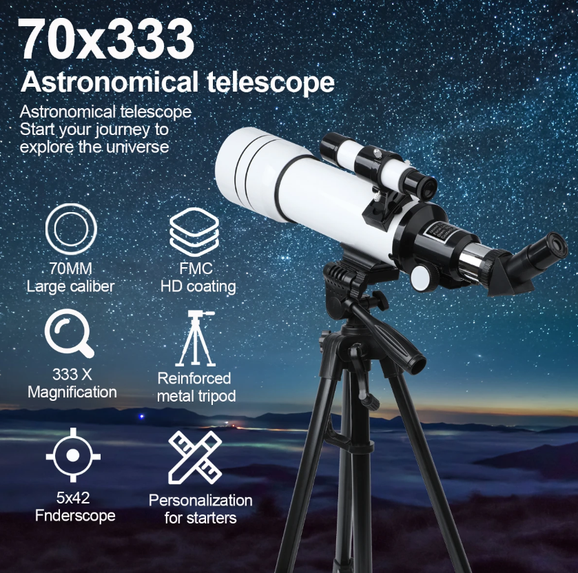 Bossdun 333X Professionelles Astronomisches Teleskop für Kinder mit großer Objektivlinse für Mondbeobachtung und Sternenbeobachtung