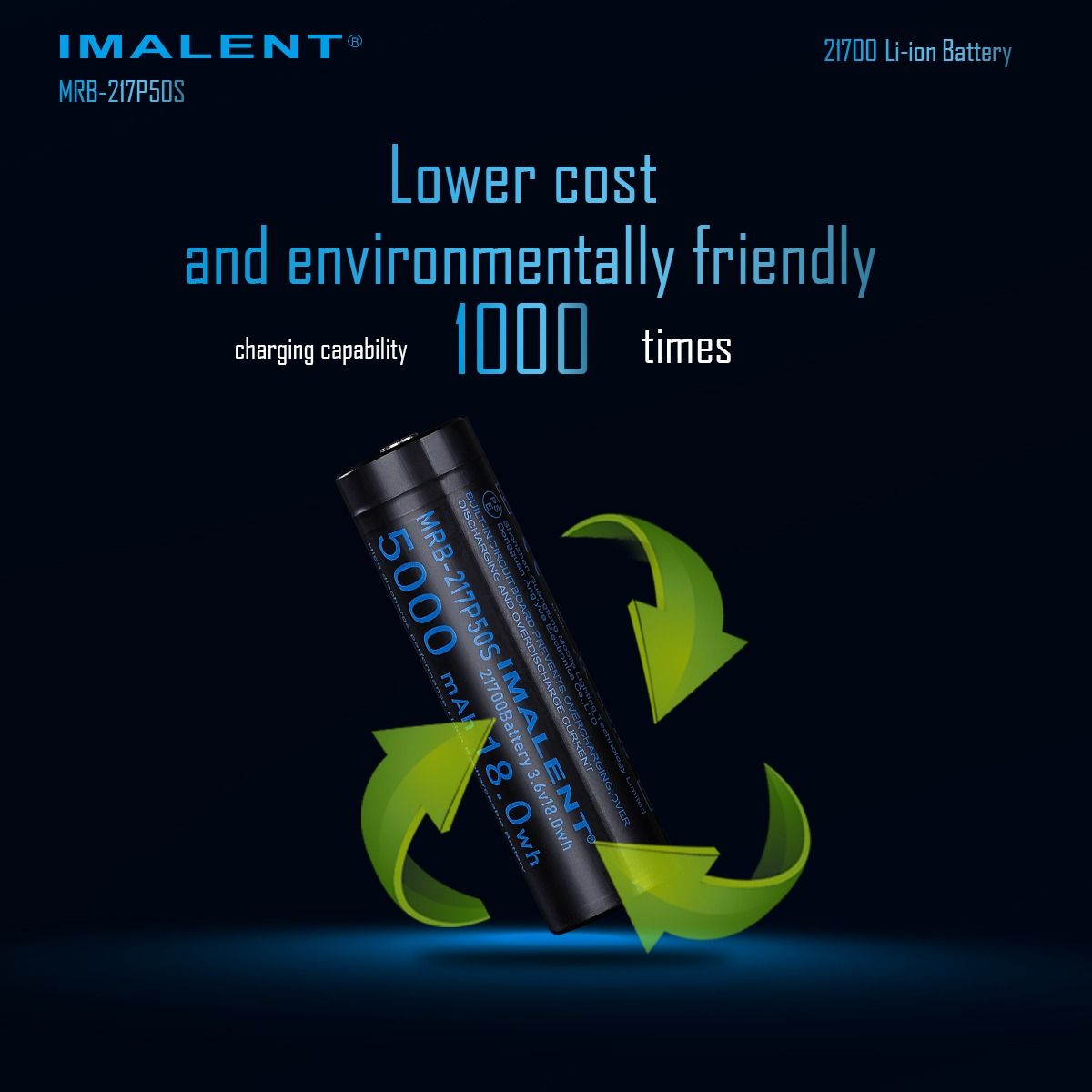 IMALENT MRB-217P50S 21700 5000MAH 3.6V wiederaufladbare Batterie