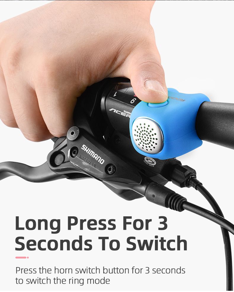 ROCKBROS Elektrische Fahrradklingel mit 90 dB Hupe, regendichtes Design, MTB-Lenkerzubehör für sicheres Fahren