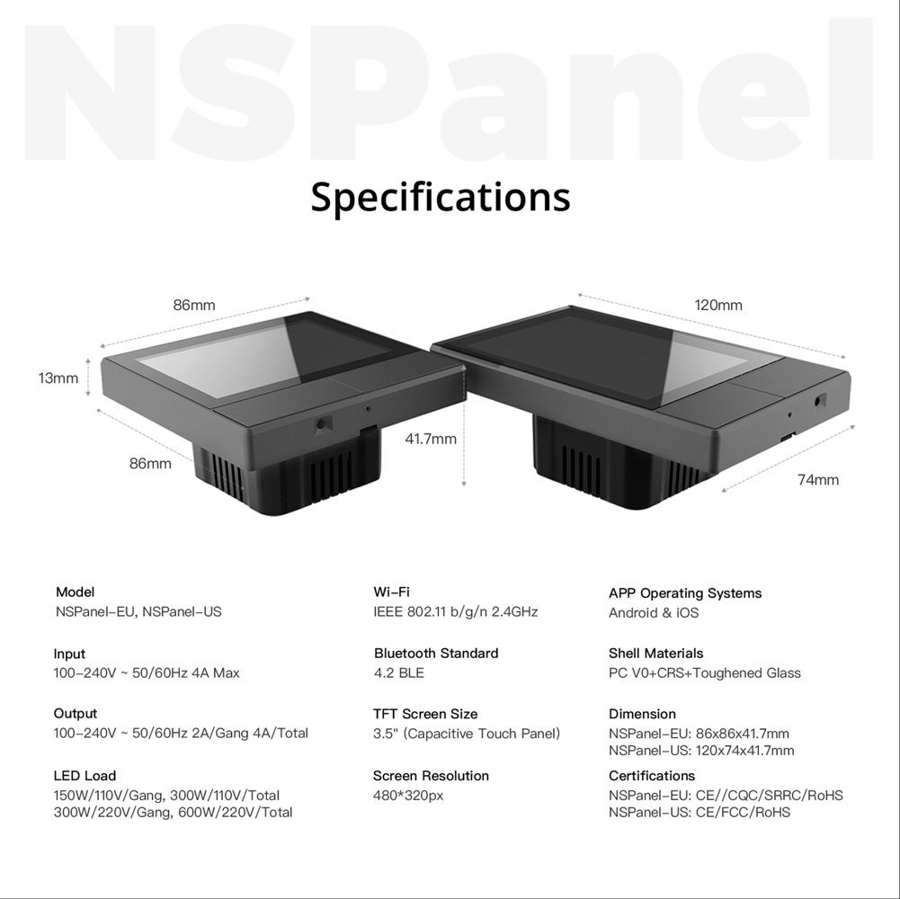 SONOFF NSPanel WiFi Szenen Smart Switch All-in-One Steuerung mit Touchscreen für Smart Home Automatisierung