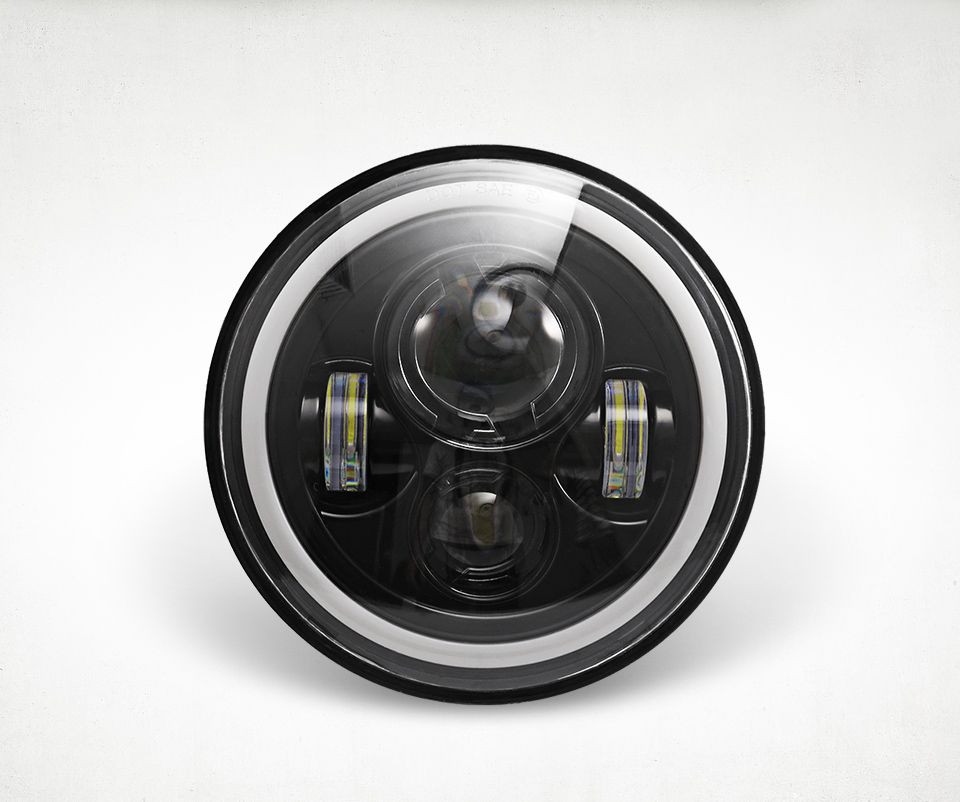 Motorrad-Licht 7-Zoll-LED-Scheinwerfer für Jeep Wrangler Lada Niva 4x4 Hellgelb Weiß Angel Eye Wetterfestes Design