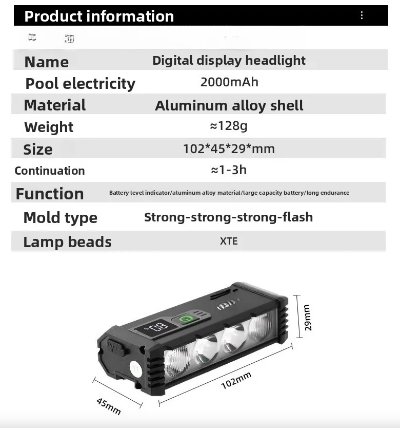 ACRUNU LED Fahrradlicht, USB wiederaufladbar - 4 Modi Fahrradscheinwerfer