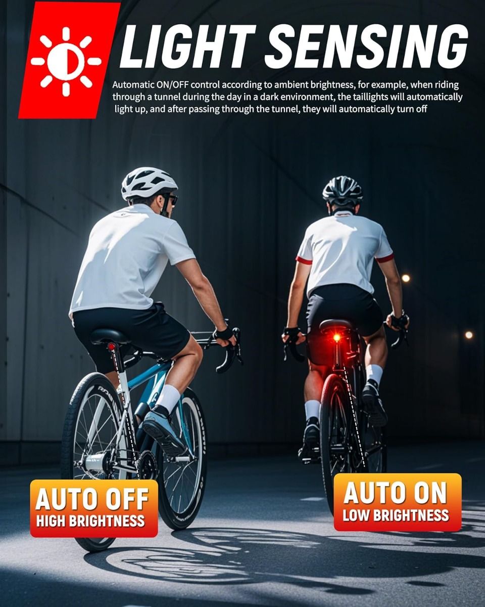 Smartes USB-C wiederaufladbares Fahrrad-Rücklicht – superhelles hinteres Fahrradlicht für Straße und Mountainbike