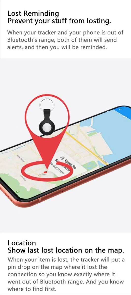 Mini GPS Tracker Bluetooth 4.0 Smart Locator Leichtes Anti-Verlust-Gerät für Schlüssel, Haustiere und Kinder Echtzeit-Standort
