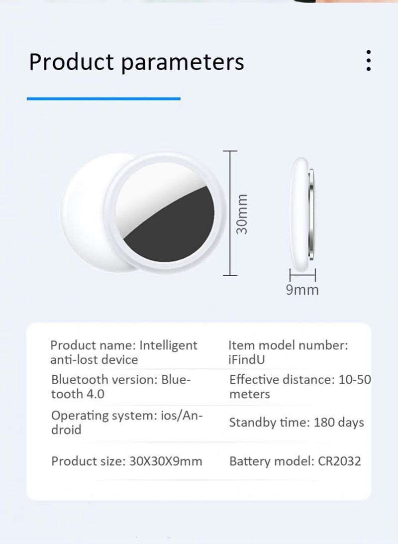 Mini GPS Tracker Bluetooth 4.0 Smart Locator Leichtes Anti-Verlust-Gerät für Schlüssel, Haustiere und Kinder Echtzeit-Standort