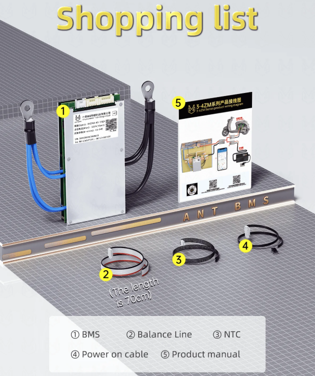 ANT Smart BMS 4S-24S 16S 40A Lifepo4 BMS 10S 13S 48V 30A Li-ion BMS 20S NMC LFP für E-Bike E-Scooter mit Bluetooth Balance BMS