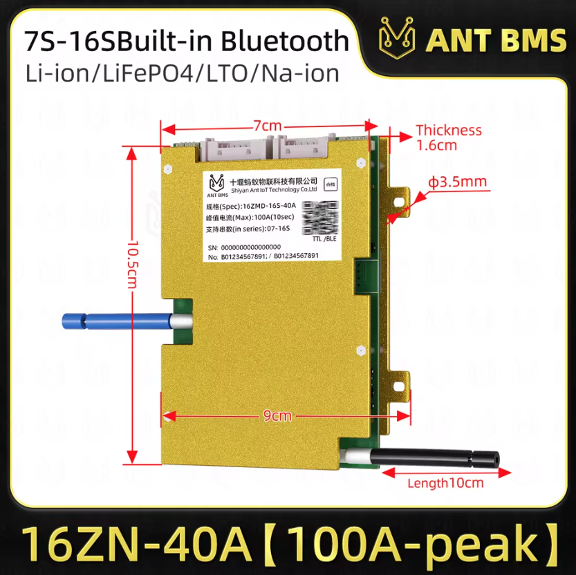 ANT Smart BMS 4S-24S 16S 40A Lifepo4 BMS 10S 13S 48V 30A Li-ion BMS 20S NMC LFP für E-Bike E-Scooter mit Bluetooth Balance BMS