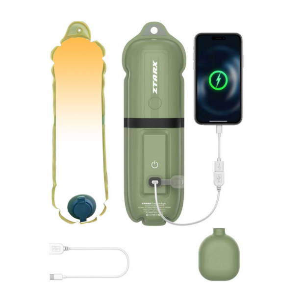 ZTARX aufblasbare Solar-Campinglaterne, IP66 wasserdicht, faltbares Magnet-Fülllicht, tragbare und leichte Zeltleuchte
