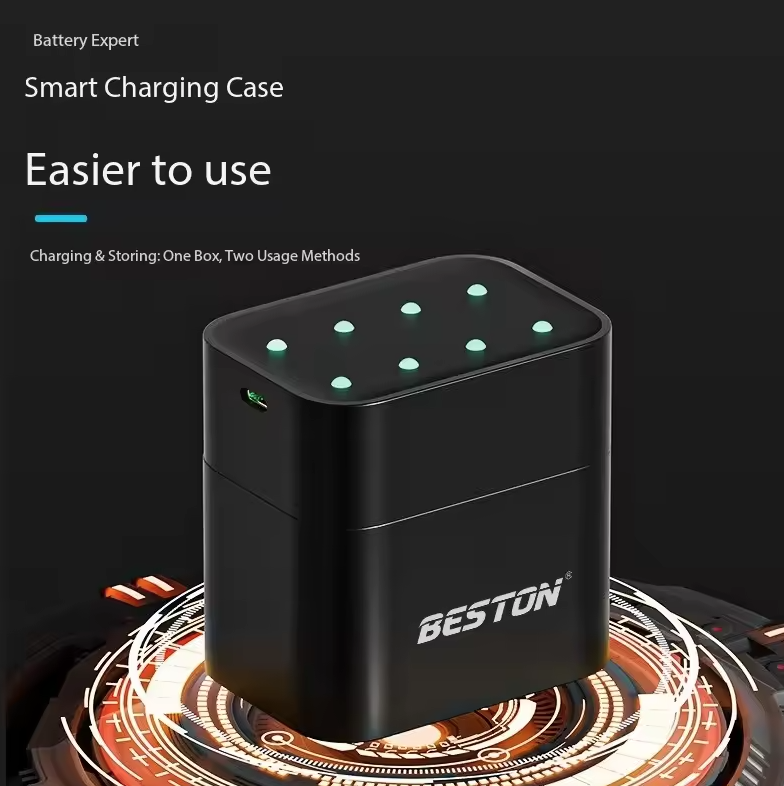 Beston Smart Batterieladegerät 8 Schächte AA mit 3600mWh 1,5V wiederaufladbaren Lithium-Batterien Schnelllade-Ladegerät-Set
