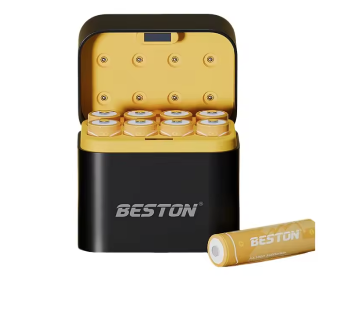 Beston Smart Batterieladegerät 8 Schächte AA mit 3600mWh 1,5V wiederaufladbaren Lithium-Batterien Schnelllade-Ladegerät-Set